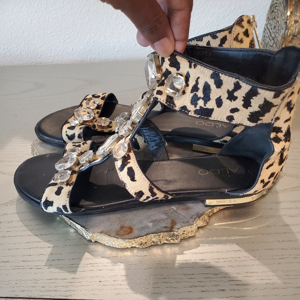 Animal print/hide sandals